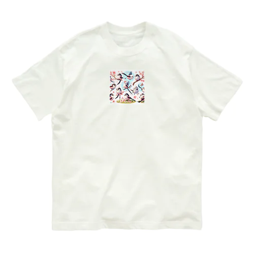 雪の精霊シマエナガのキャラクターグッズ オーガニックコットンTシャツ