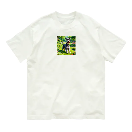 お散歩×ミニチュアシュナウザー Organic Cotton T-Shirt