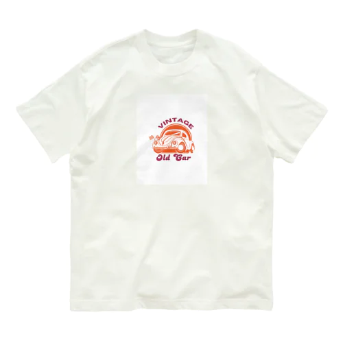 かわいいオールドカー オーガニックコットンTシャツ