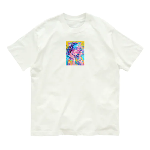 メガネの可愛い女の子のキャラクター Organic Cotton T-Shirt