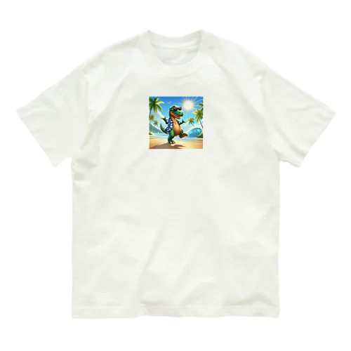 ティラノサウルスのサマーバケーション Organic Cotton T-Shirt