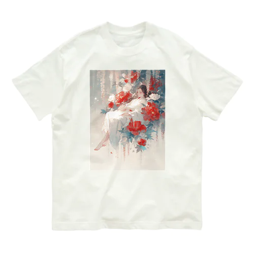 花の空間の中の美女　なでしこ1478 Organic Cotton T-Shirt