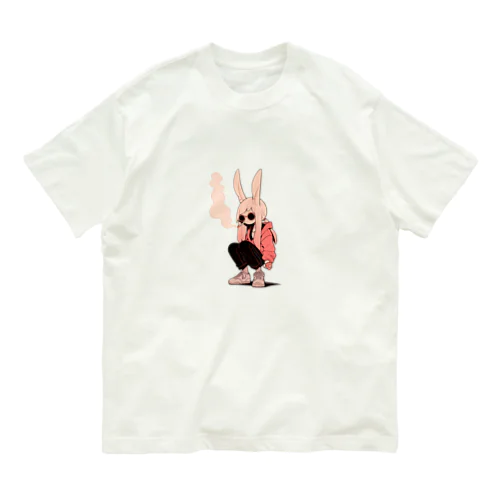 Smoking 兎ガール オーガニックコットンTシャツ