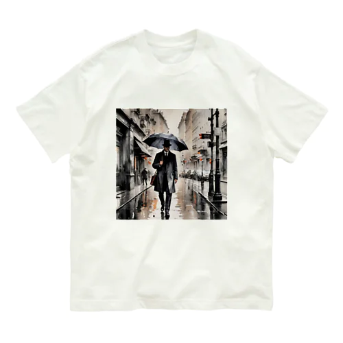 灰色の都会の舗道を歩く紳士 Organic Cotton T-Shirt