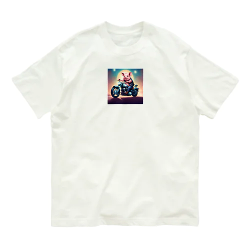 アメリカンバイクに乗った豚くん Organic Cotton T-Shirt