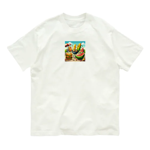 BBQイラスト オーガニックコットンTシャツ