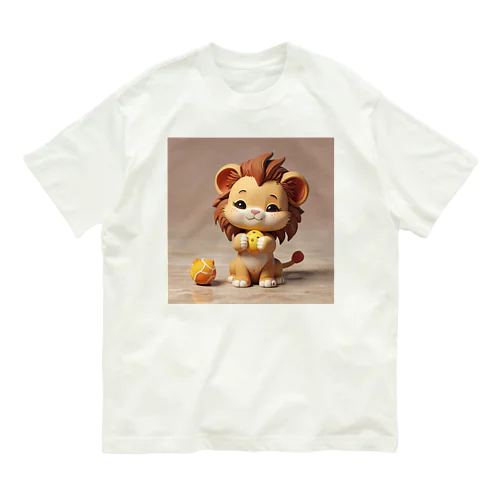 可愛いライオンとおもちゃを使った粘土のモデリング体験 オーガニックコットンTシャツ