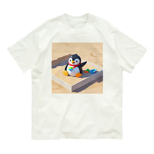 かわいいペンギンとおもちゃのサンドボックス オーガニックコットンTシャツ