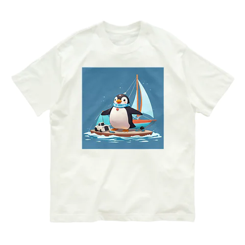 おもちゃのヨットでかわいいペンギンに出会おう Organic Cotton T-Shirt