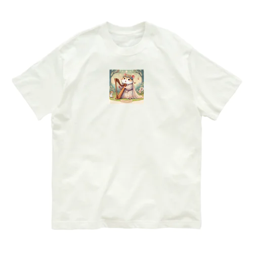 音楽を奏でる、可愛らしいネズミの姿 Organic Cotton T-Shirt