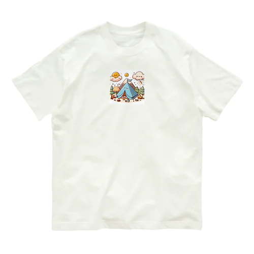 青いテントで山キャンプ♪ドキドキ天気♪ オーガニックコットンTシャツ