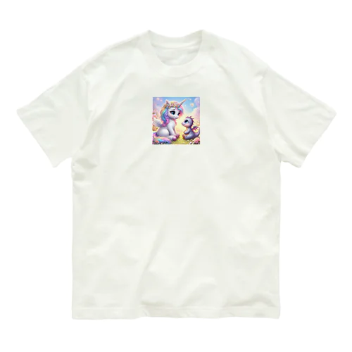 ファンタジーなかわいい動物のキャラクターグッズです オーガニックコットンTシャツ