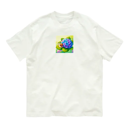 あじさいとカタツムリ　雨上がり Organic Cotton T-Shirt