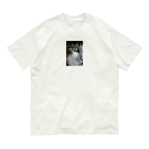 猫（片目） オーガニックコットンTシャツ