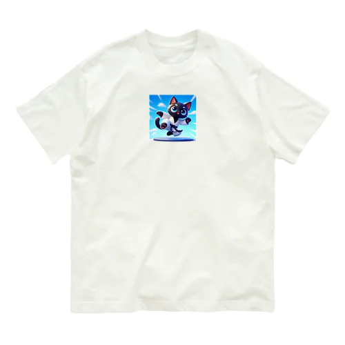 ハイキック空手家クロネコ君 オーガニックコットンTシャツ