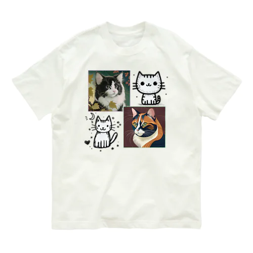 猫アート　cat art Tシャツ  オーガニックコットンTシャツ