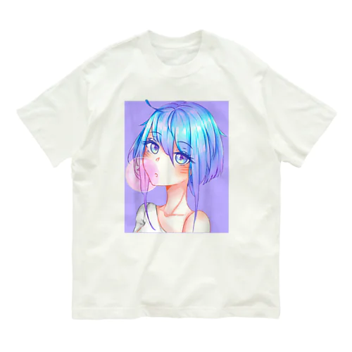 バブルガムを噛むアニメガール 日本の美学 アニメオタク オーガニックコットンTシャツ