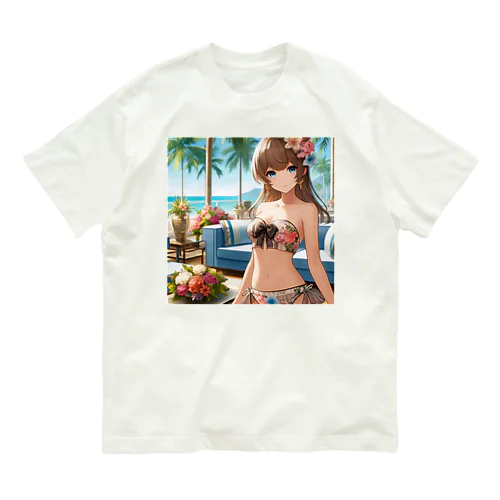 海と南国と水着と　夏休み オーガニックコットンTシャツ