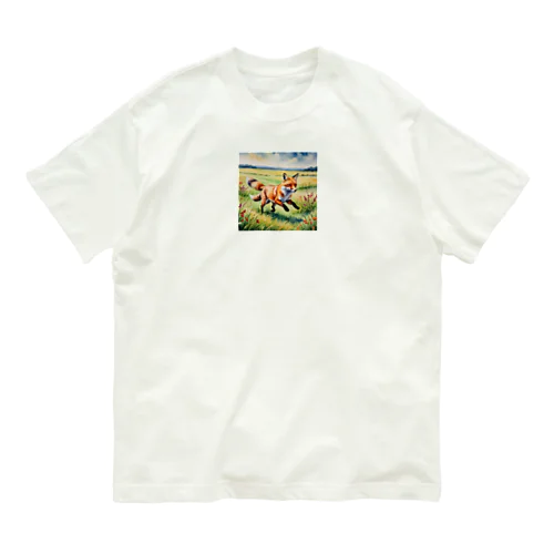 駆けるキツネ オーガニックコットンTシャツ