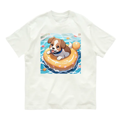 海水浴してるワンコちゃん オーガニックコットンTシャツ