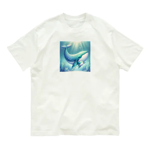 ほのぼのクジラの親子 オーガニックコットンTシャツ