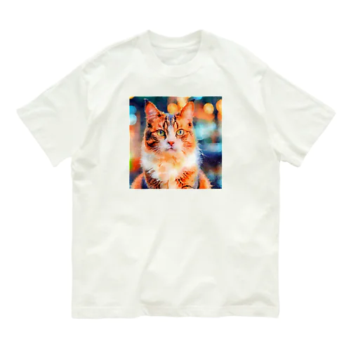 猫の水彩画/キジトラねこのイラスト Organic Cotton T-Shirt