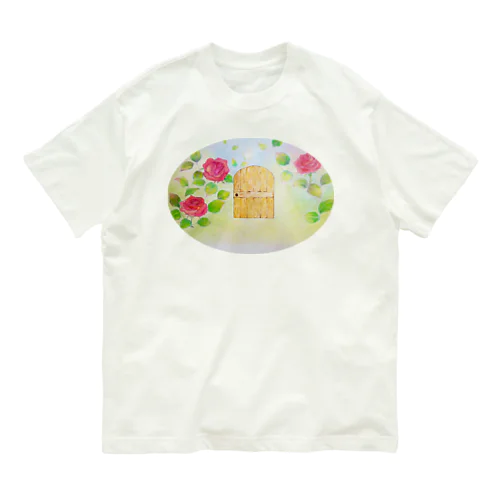 「Frodの庭」ローズガーデン 薔薇園 扉 花園 オーガニックコットンTシャツ