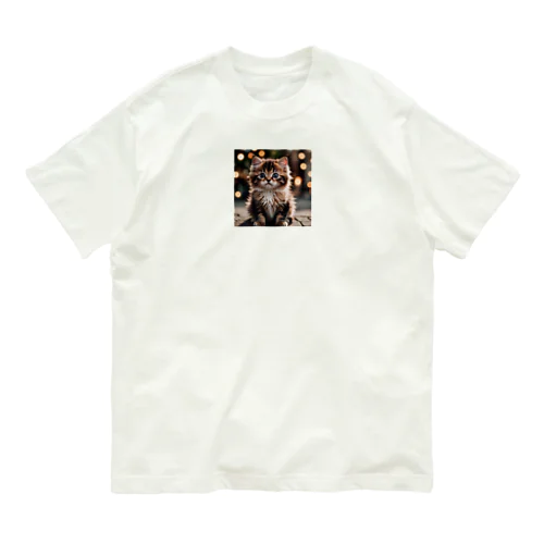 ふわふわの猫ちゃん オーガニックコットンTシャツ