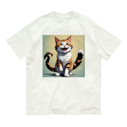 ふたまた猫ちゃん オーガニックコットンTシャツ