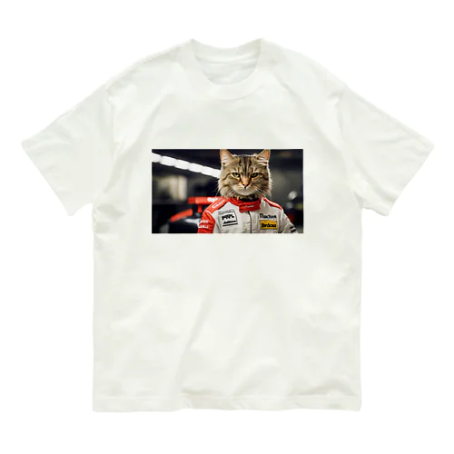 Ｆ１レーサー猫 Organic Cotton T-Shirt