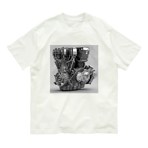 クラシックなバイクエンジンの詳細：メカニカルアートの魅力 Organic Cotton T-Shirt
