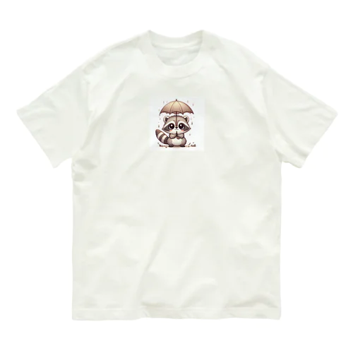 可愛いアライグマ オーガニックコットンTシャツ