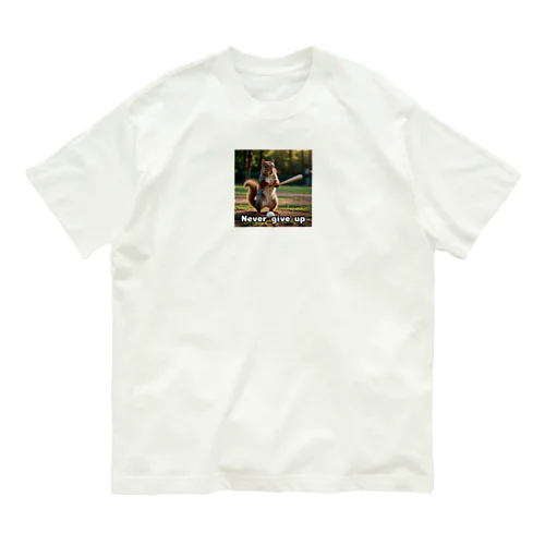 バットを持った可愛いリス Organic Cotton T-Shirt