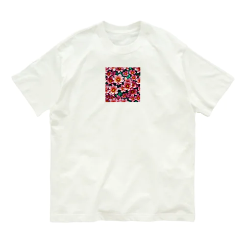 赤い花 オーガニックコットンTシャツ