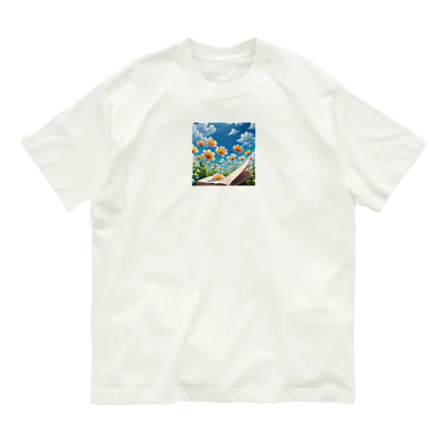 文字から咲いた花 オーガニックコットンTシャツ