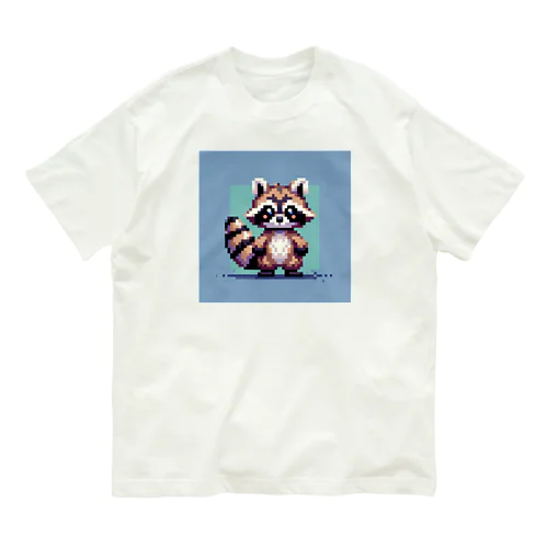 ドット絵アライグマちゃんTシャツサイズ オーガニックコットンTシャツ