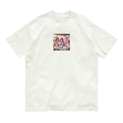 温泉を楽しむ女子 オーガニックコットンTシャツ