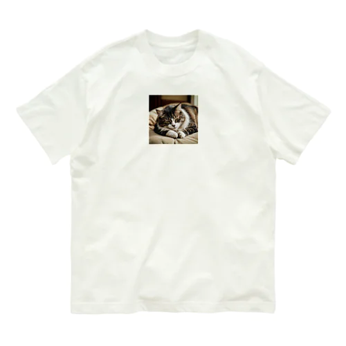 寝落ちラジオ　猫 オーガニックコットンTシャツ