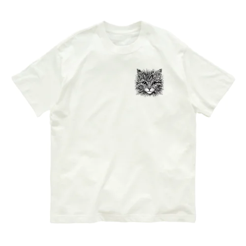 芸術ねこ鉛筆まる オーガニックコットンTシャツ