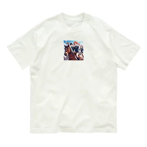 馬で通学する仲間たち Organic Cotton T-Shirt