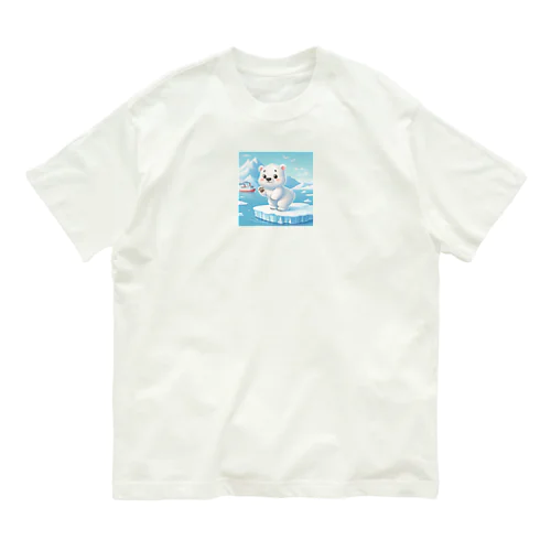 キュートなシロクマのキャラクター オーガニックコットンTシャツ