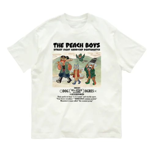 THE PEACH BOYS　最狂チーム桃太郎　黒文字 Organic Cotton T-Shirt