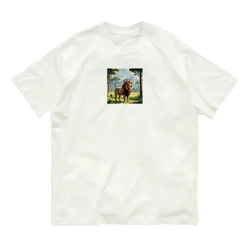 ドット絵ライオン オーガニックコットンTシャツ