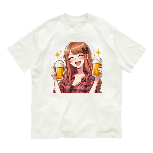 ビール🍺女子 유기농 코튼 티셔츠