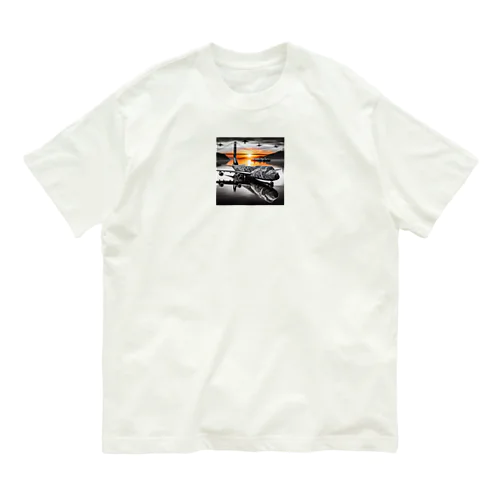 アート飛行機 オーガニックコットンTシャツ