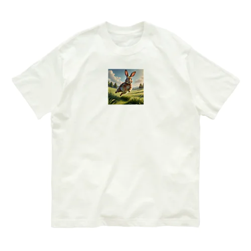 跳ねているウサギ Organic Cotton T-Shirt