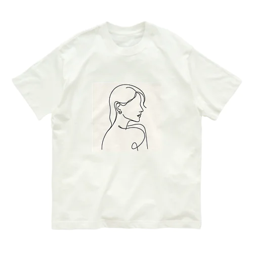 一筆書き風景アート9 オーガニックコットンTシャツ