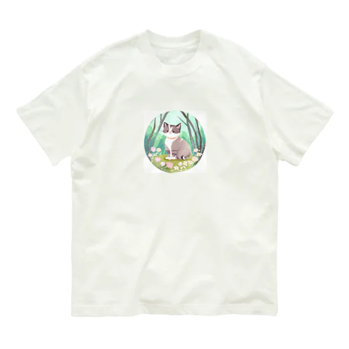 水彩猫 オーガニックコットンTシャツ