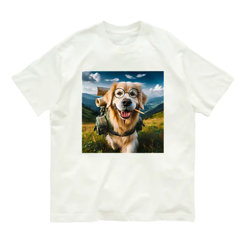 メガネ犬【山犬】 オーガニックコットンTシャツ