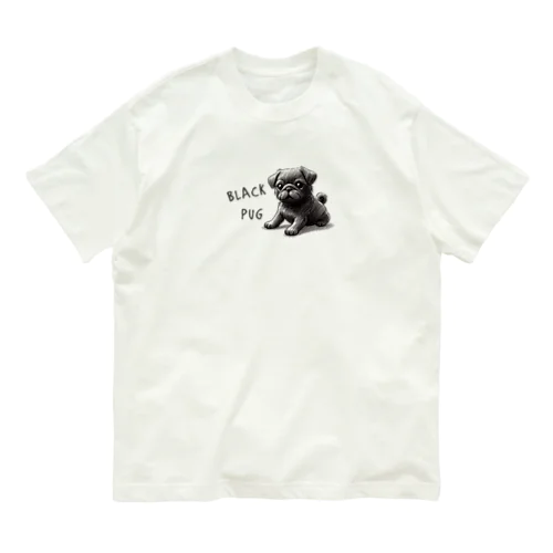 BLACK　PUG Organic Cotton T-Shirt